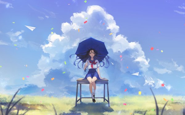 Девушка с зонтиком арт