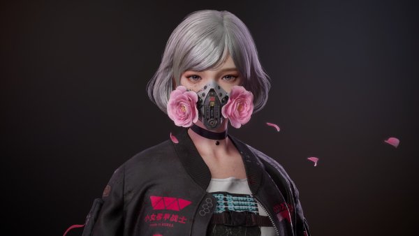 Cyberpunk 2077 девушка с розой