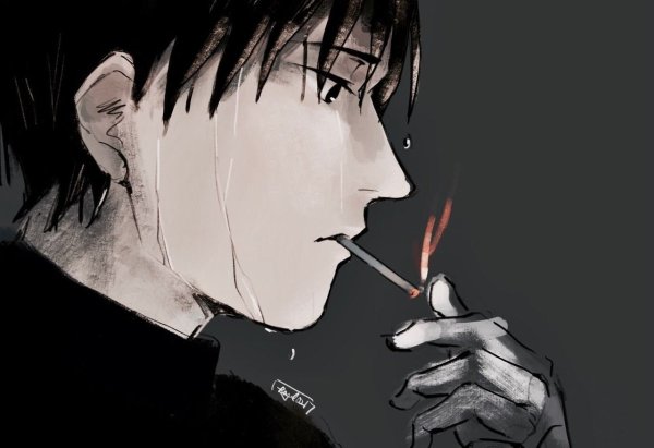 Курящий парень арт