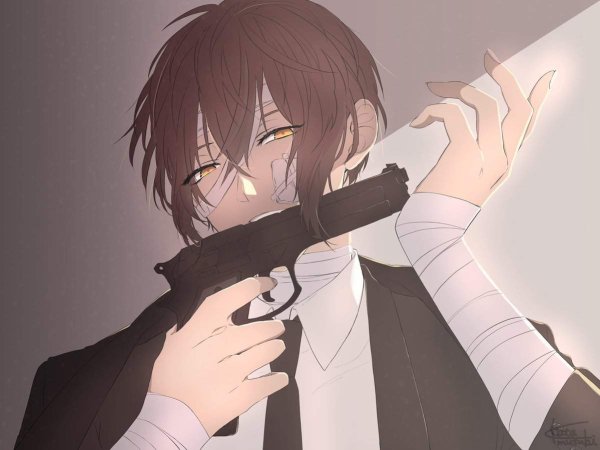 Дадзай Осаму аниме с пистолетом