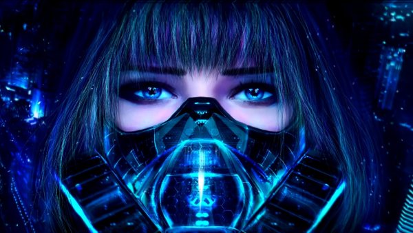 Cyberpunk 2077 девушка в респираторе