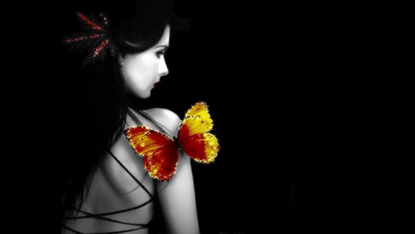Гиф девушка с бабочками