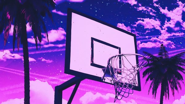 Баскетбольная площадка фиолетовая