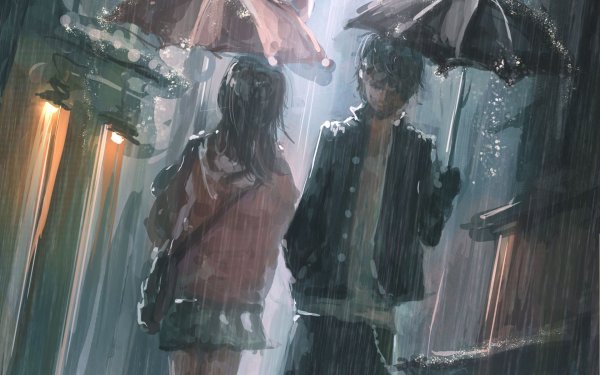 Аниме арты дождь