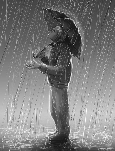 Человек под дождем арт