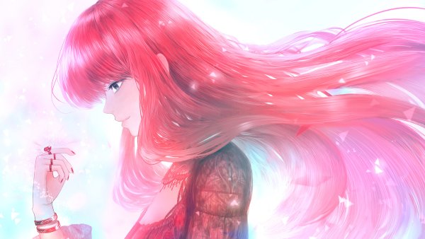 Девушка с розовыми волосами арт аниме