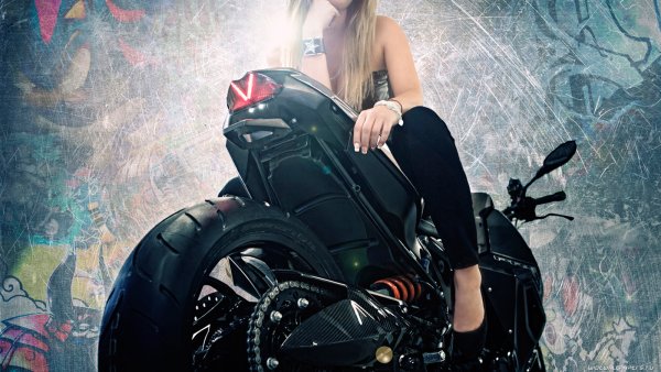 Обои девушка и мотоцикл