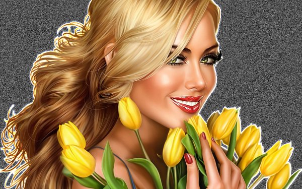 Блондинка с тюльпанамм