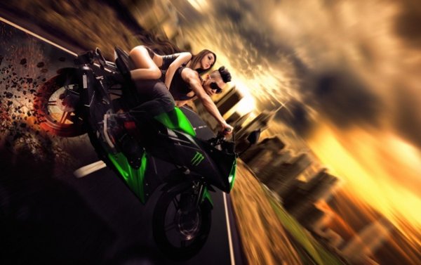 Фотосессия с мотоциклом парень и девушка