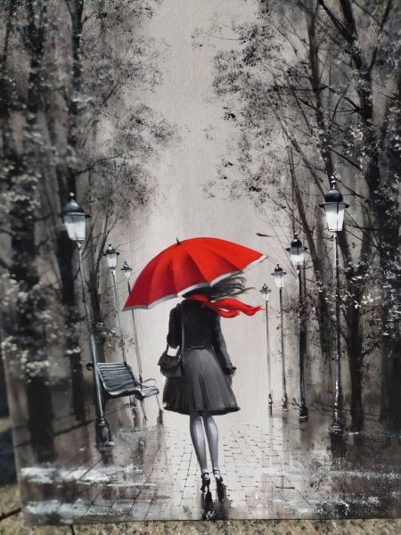 Постер с красным зонтом