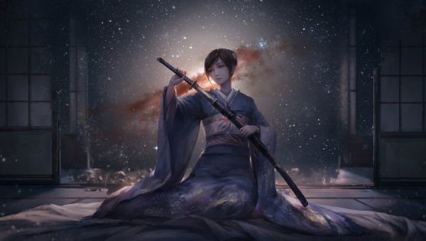 Катана кимоно Самурай Сакура