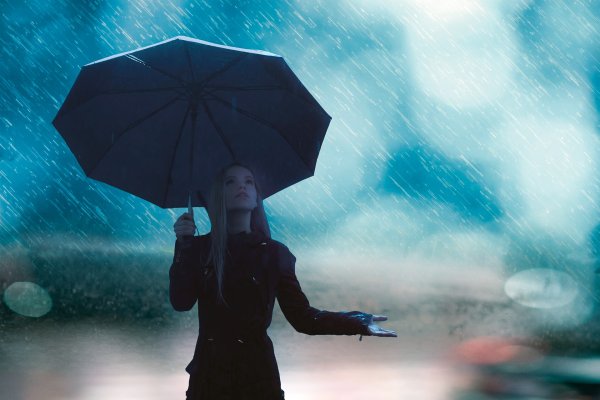 Обои девушка в дождь с зонтом