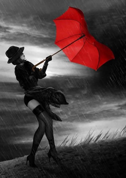 Девушка зонтик дождь