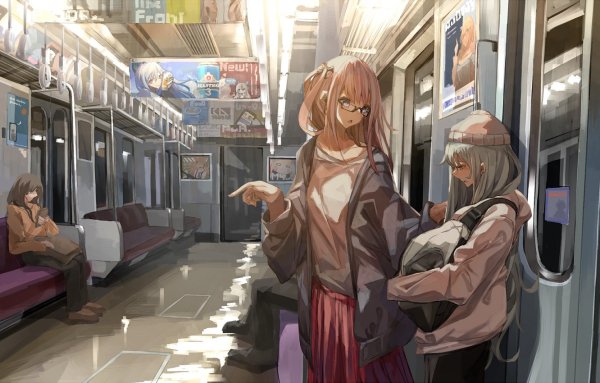Аниме девушка в метро