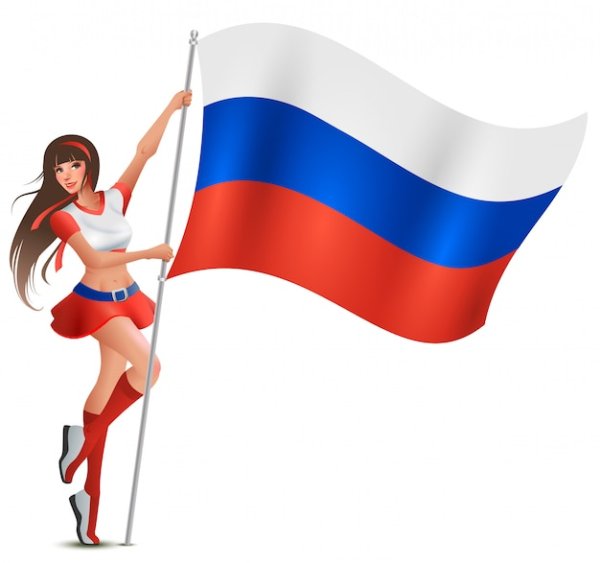 Женщина с российским флагом