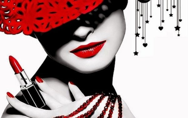 Девушка в шляпе с красными губами