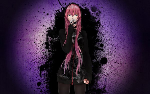 Черно розовые волосы девочка аниме