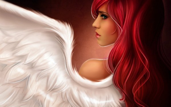 Девушка ангел с красными волосами