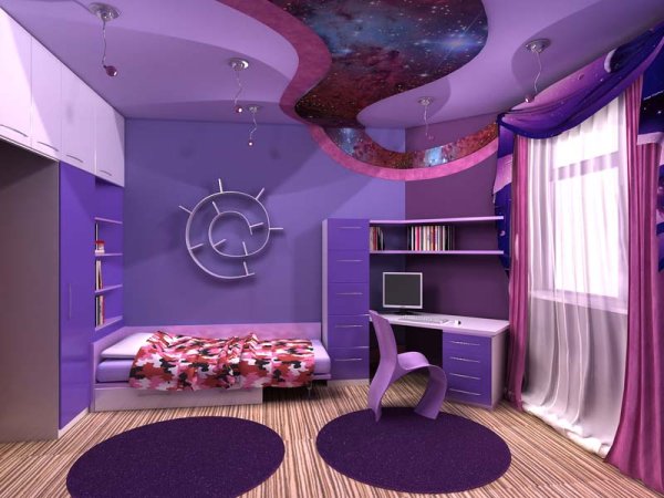 Сиреневая комната для девочки подростка