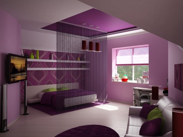 Комната для девочки фиолетового цвета