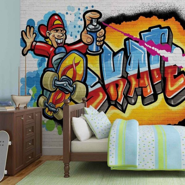 Комната с фотообоями граффити