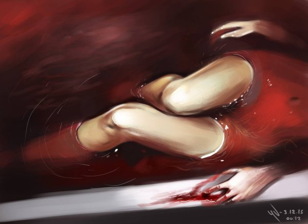 Девушка в кровавой ванне арт