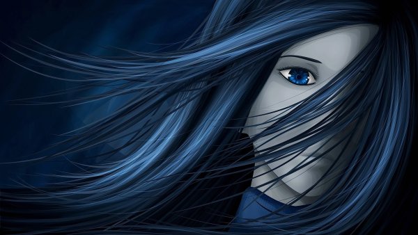Аниме девушка с синими волосами