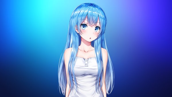Аниме девочка с синими волосами