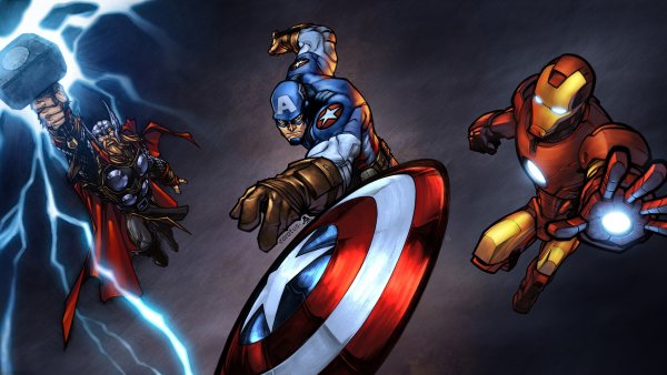Мстители Железный человек и Капитан Америка