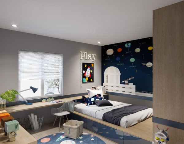 Детская спальня в стиле космос