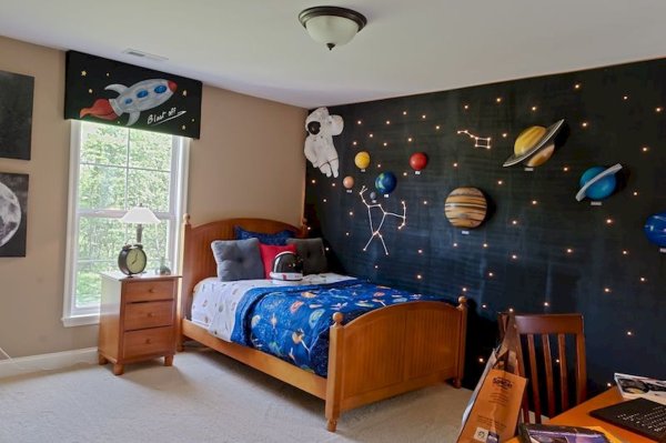 Интерьер комнаты в стиле космос