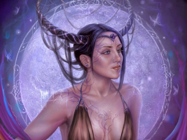 Богиня Лилит с рогами