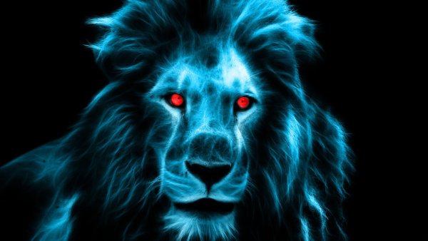 Лев с красными глазами