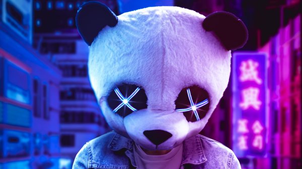 Человек в маске панды