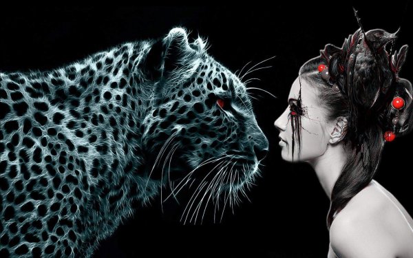 Красивая девушка с тигром