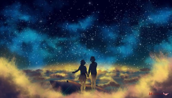 Пара на фоне звездного неба