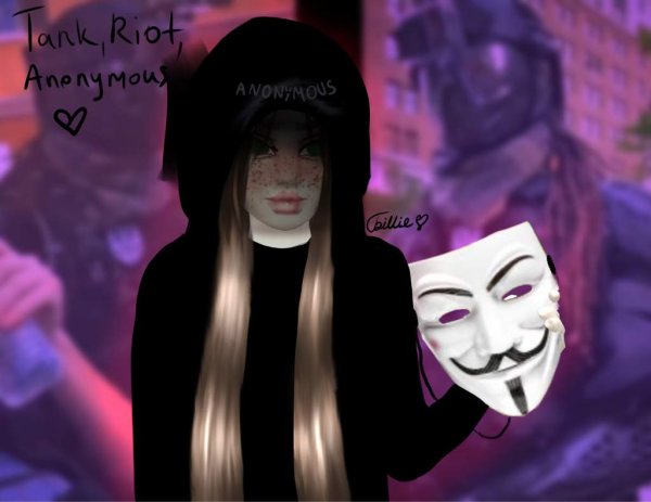 Девочка в маске Анонимуса арт