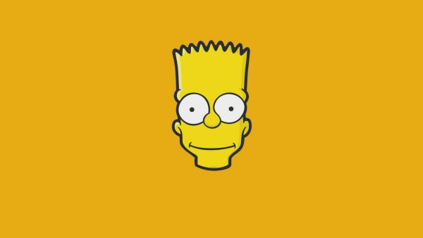 Барт симпсон на желтом фоне