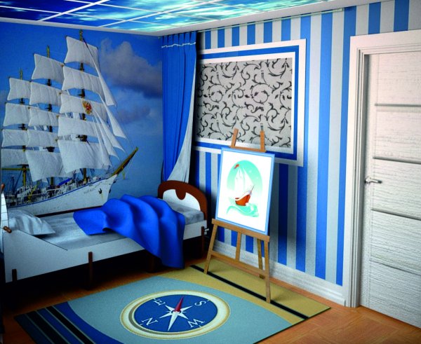Морская тематика в детской комнате