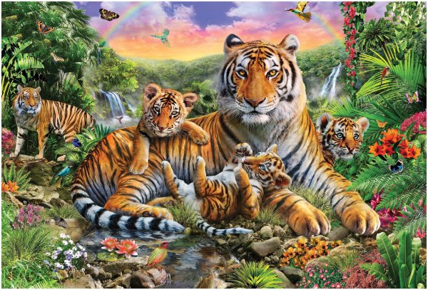 Пазлы Тигриная семья