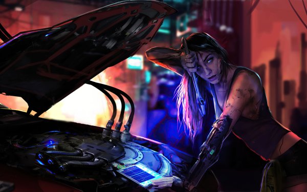 Девушка механик Cyberpunk 2077