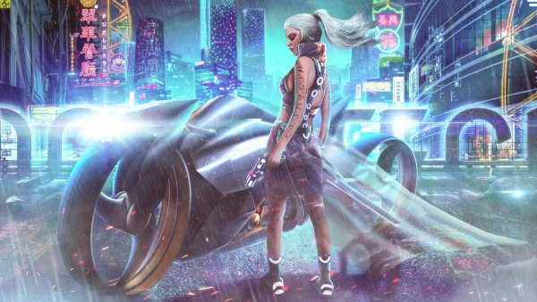 Cyberpunk 2077 девушка машина