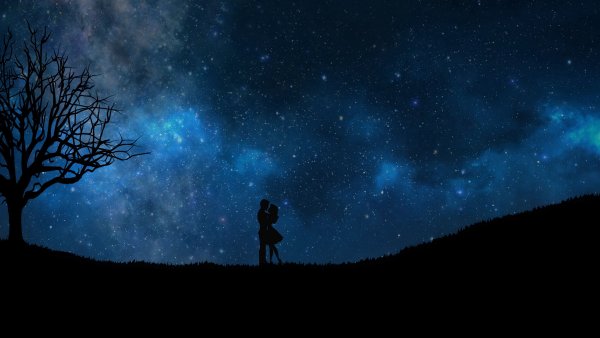Силуэт на фоне звездного неба