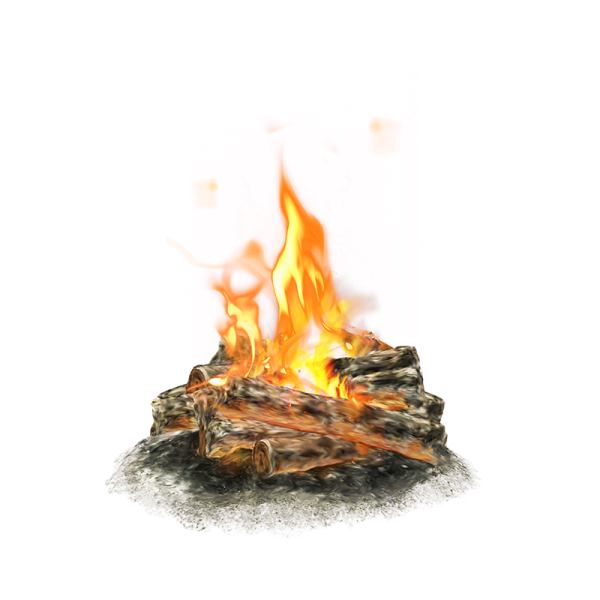 Огонь камина на прозрачном фоне