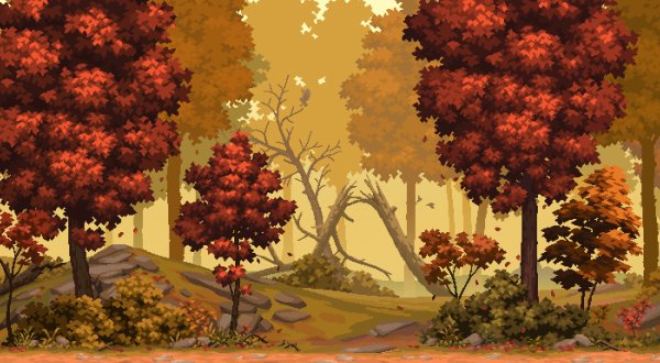 Пиксельные деревья осенью