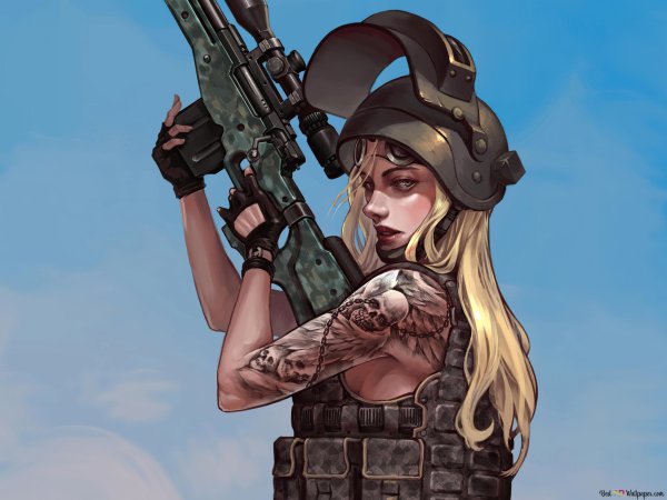 Девушка с оружием арт