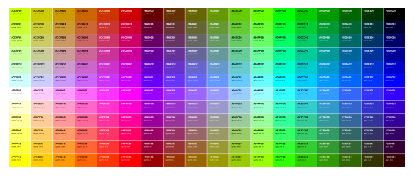 РГБ таблица цветов с названиями