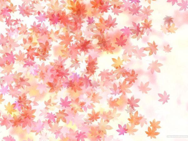 Розовый фон с листьями
