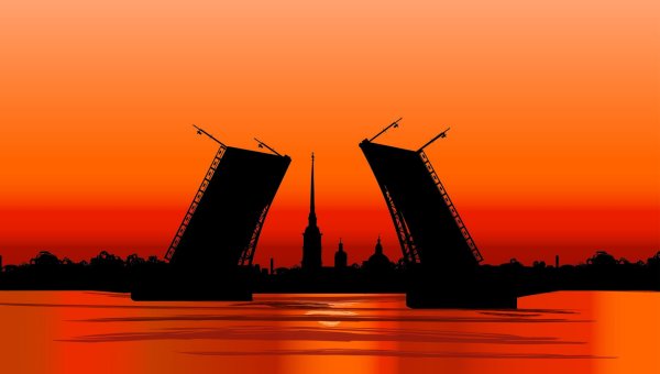 Силуэт Дворцовый мост Адмиралтейства Санкт-Петербурга