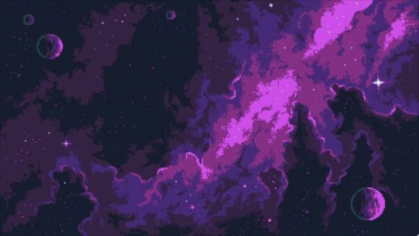 Фиолетовый пиксельный космос